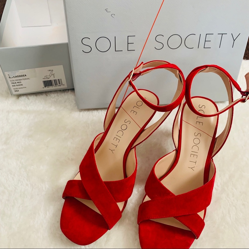 Sole Society | Cassidea Criss Cross Sandal | Red 8